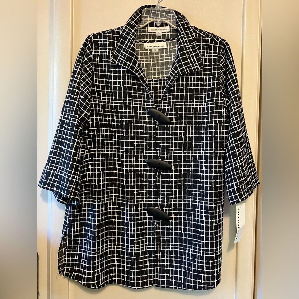 NEW Caroline Rose 2pc Black White Jacket & Tank SET sz XL